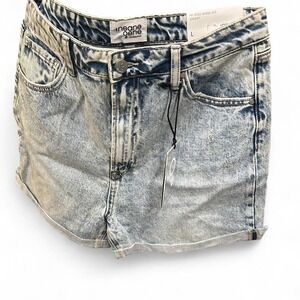 WOMENS HIGH WAISTED MOM JEAN SHORT ACID WASHED 18' FLAT NEW WITH TAGS